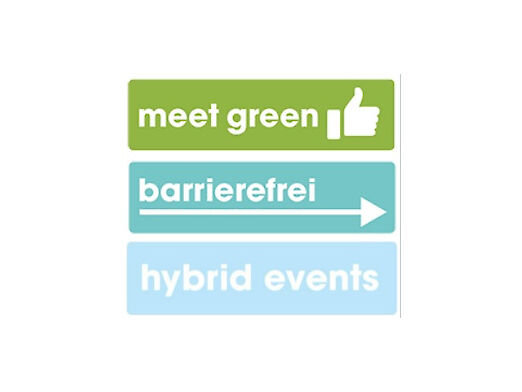 Visual "meet green - accessible - hybrid events"
