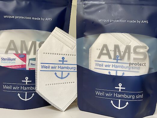 FFP2 masks "Because we're Hamburg" made by AMS
