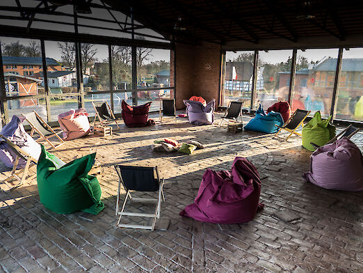 Meeting room equipped with beanbags at Landgut Stober